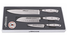 SET 3 COUTEAUX DE CUISINE SÉRIE RIVIERA BLANC AVEC CISEAUX EN CADEAU