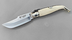 POCKET KNIFE EXPOSITO DAMASCUS STEEL AND POLISHED VG10 DEER BONE