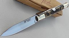 POCKET KNIFE EXPOSITO SANDVIK STEEL HANDLE OF MOUFLON HORN