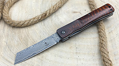 HIGONOKAMI DAMASCUS STEEL POCKET KNIFE WITH AMOURETTE WOOD HANDLE