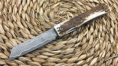 HIGONOKAMI DAMASCUS STEEL POCKET KNIFE WITH DEER HANDLE