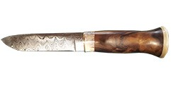 DAMASKUSMESSER MIT 24 CM WALNUSSKLINGE